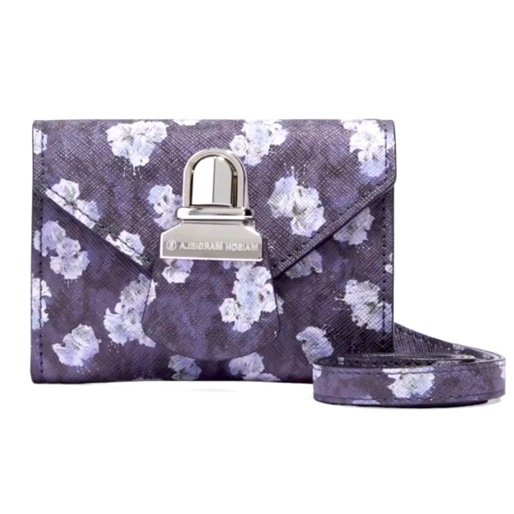 💐 MM6 MAISON MARGIELA Floral Printed Faux Leather Coin Bag Purse - Picture 1 of 4